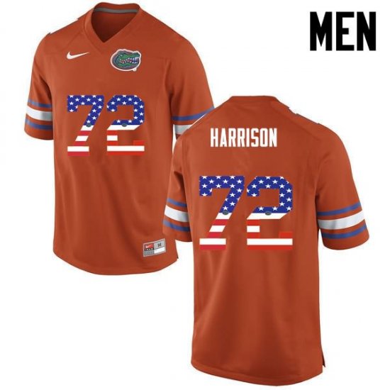 Men's Florida Gators #72 Jonotthan Harrison NCAA Nike Orange USA Flag Fashion Authentic Stitched College Football Jersey YBM2162RR